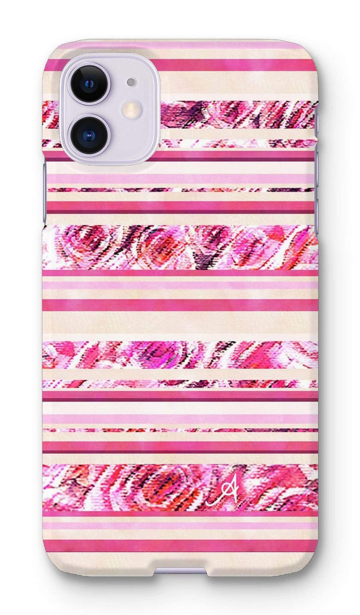 Phone & Tablet Cases iPhone 11 / Snap / Gloss Textured Roses Stripe Pink Amanya Design Phone Case Prodigi