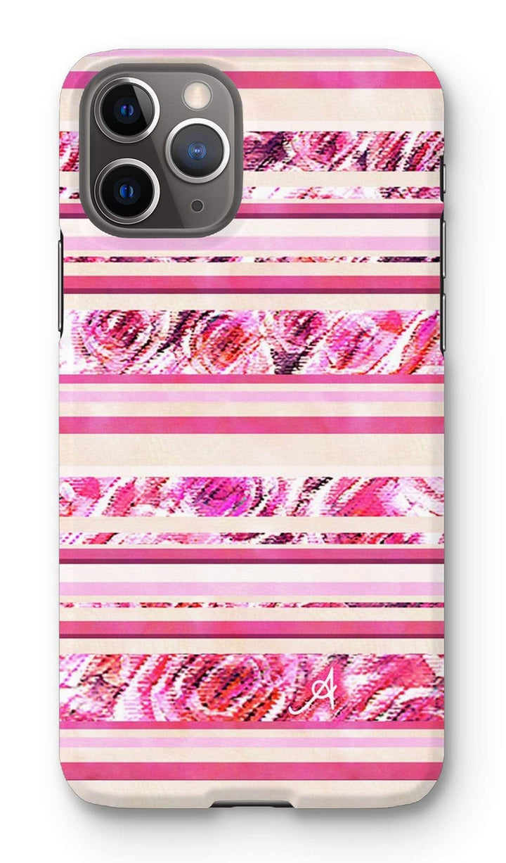 Phone & Tablet Cases iPhone 11 Pro / Snap / Gloss Textured Roses Stripe Pink Amanya Design Phone Case Prodigi
