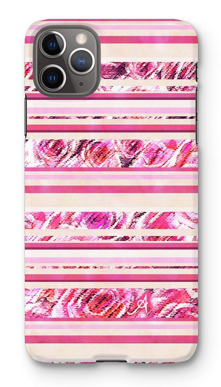 Phone & Tablet Cases iPhone 11 Pro Max / Snap / Gloss Textured Roses Stripe Pink Amanya Design Phone Case Prodigi