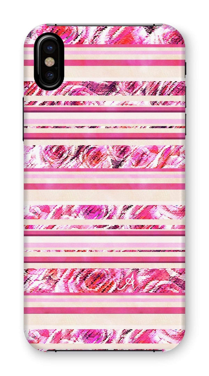 Phone & Tablet Cases iPhone XS / Snap / Gloss Textured Roses Stripe Pink Amanya Design Phone Case Prodigi