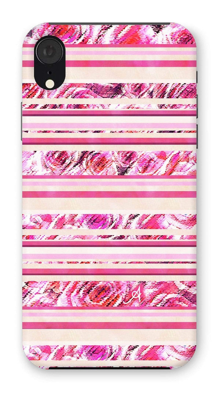 Phone & Tablet Cases iPhone XR / Snap / Gloss Textured Roses Stripe Pink Amanya Design Phone Case Prodigi