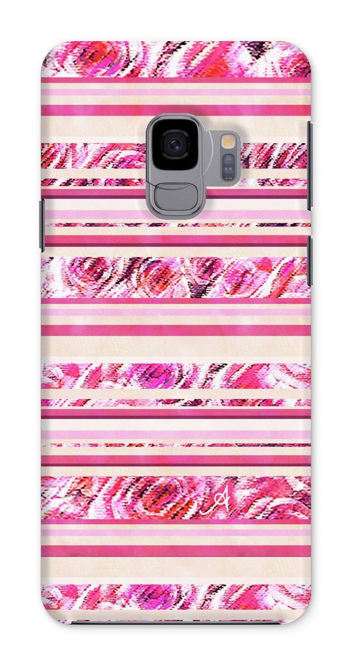 Phone & Tablet Cases Samsung Galaxy S9 / Snap / Gloss Textured Roses Stripe Pink Amanya Design Phone Case Prodigi