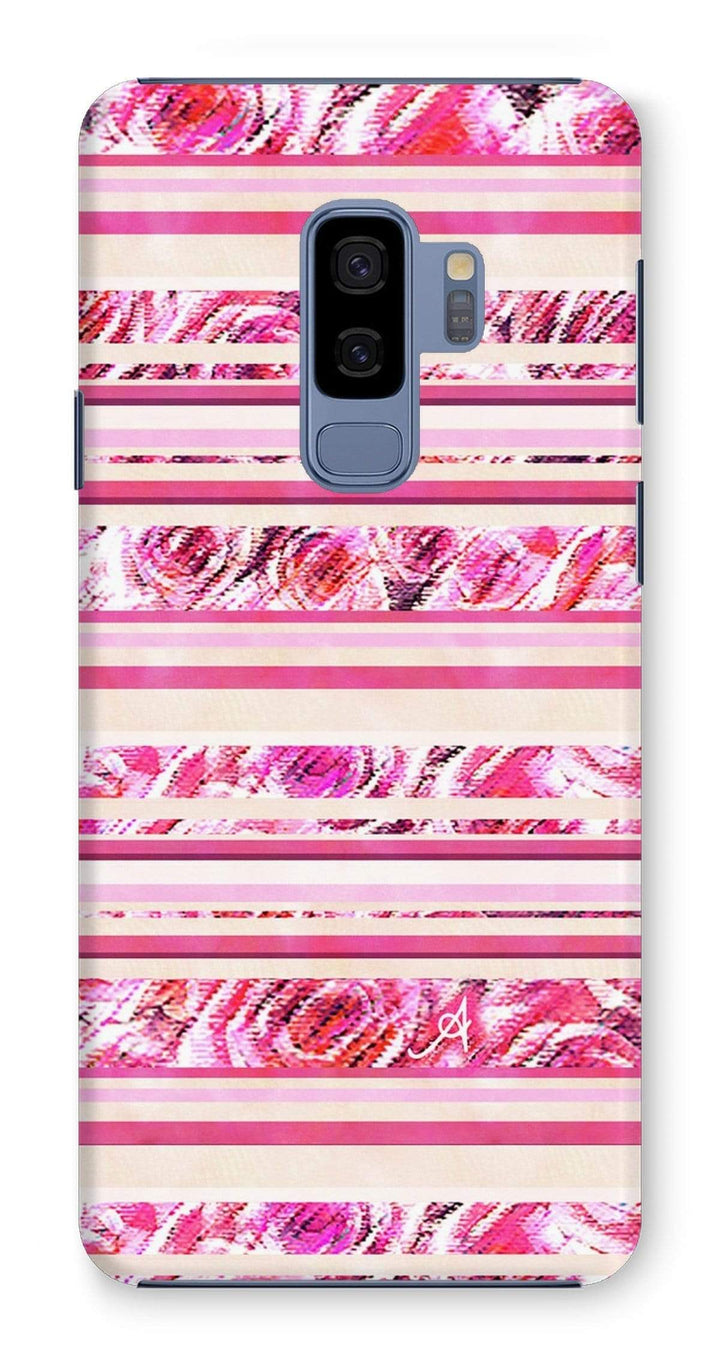 Phone & Tablet Cases Samsung Galaxy S9+ / Snap / Gloss Textured Roses Stripe Pink Amanya Design Phone Case Prodigi