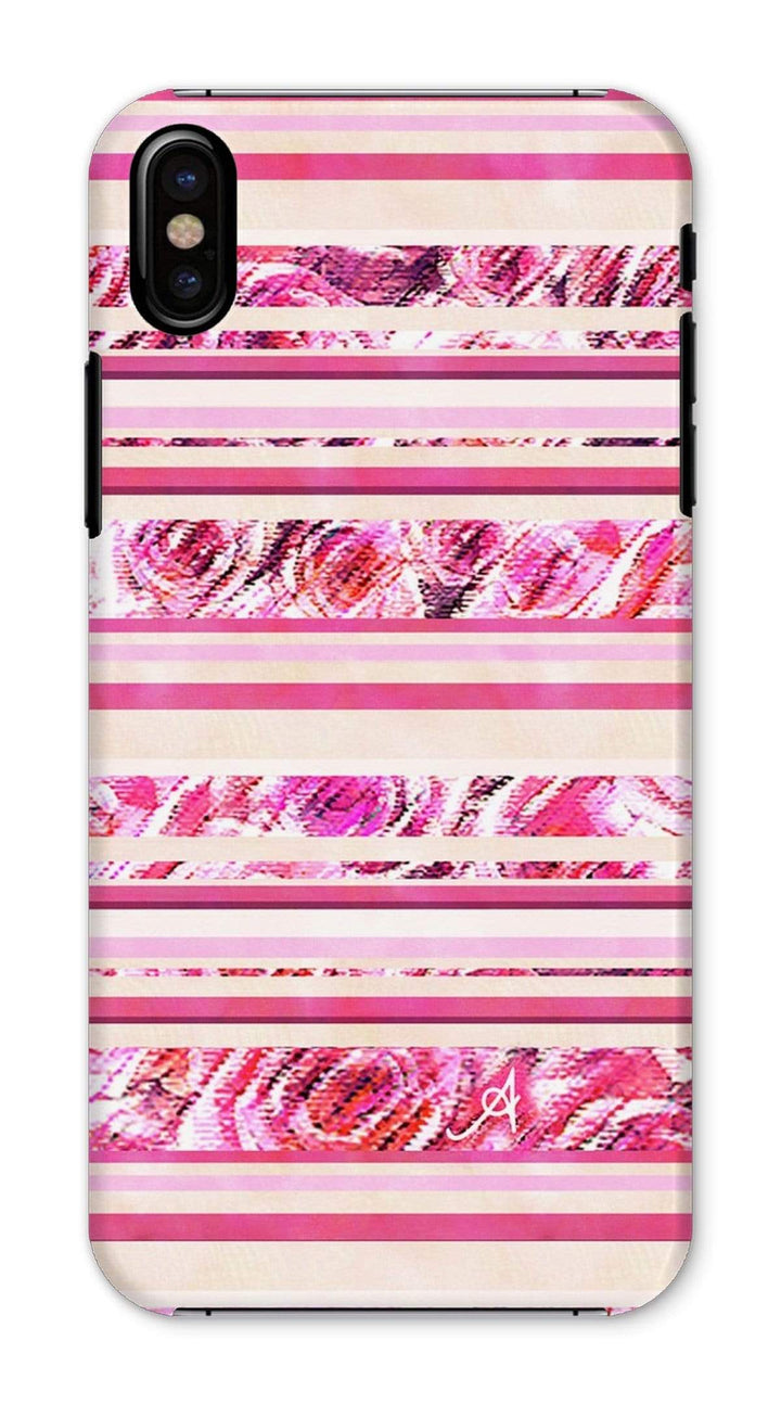 Phone & Tablet Cases iPhone X / Snap / Gloss Textured Roses Stripe Pink Amanya Design Phone Case Prodigi