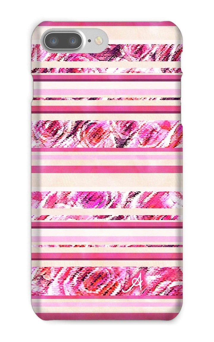 Phone & Tablet Cases iPhone 8 Plus / Snap / Gloss Textured Roses Stripe Pink Amanya Design Phone Case Prodigi