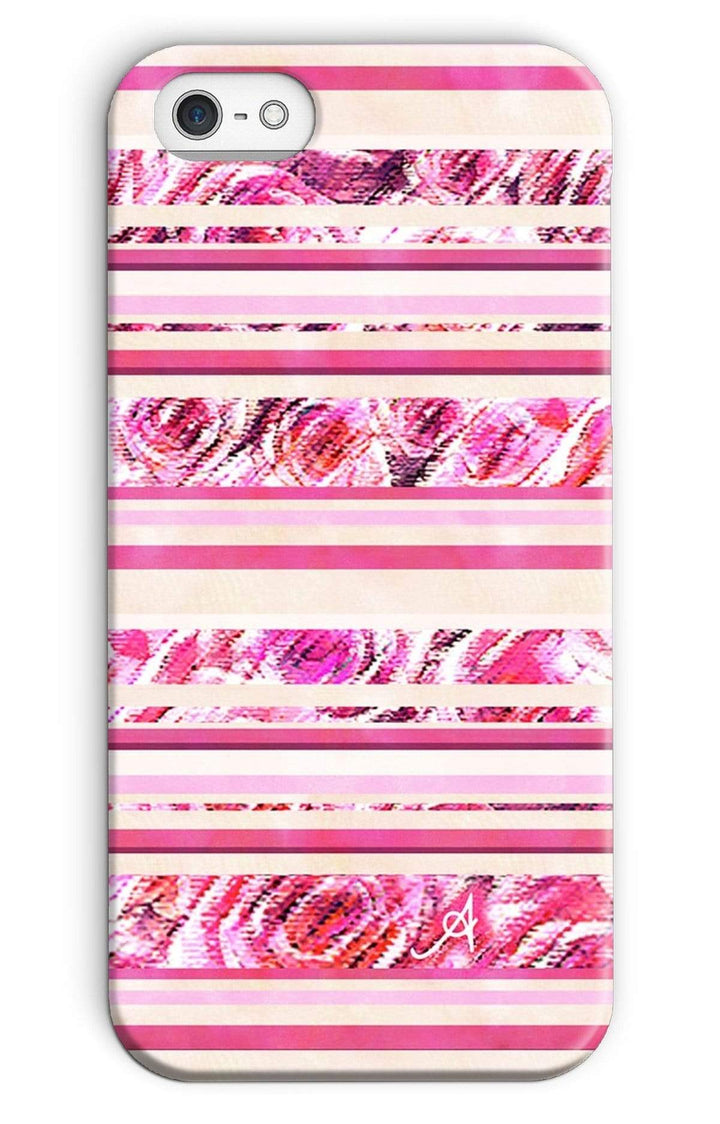 Phone & Tablet Cases iPhone SE / Snap / Gloss Textured Roses Stripe Pink Amanya Design Phone Case Prodigi