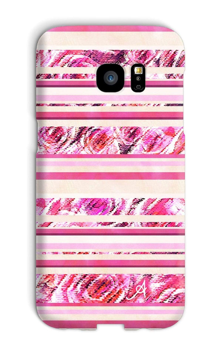 Phone & Tablet Cases Galaxy S7 Edge / Snap / Gloss Textured Roses Stripe Pink Amanya Design Phone Case Prodigi
