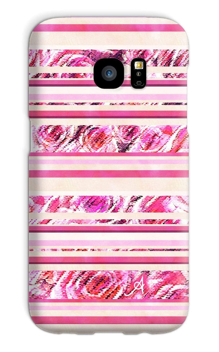 Phone & Tablet Cases Galaxy S7 / Snap / Gloss Textured Roses Stripe Pink Amanya Design Phone Case Prodigi