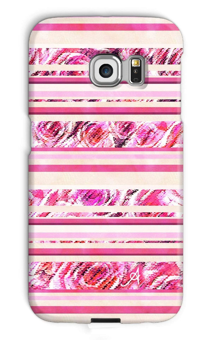 Phone & Tablet Cases Galaxy S6 Edge / Snap / Gloss Textured Roses Stripe Pink Amanya Design Phone Case Prodigi