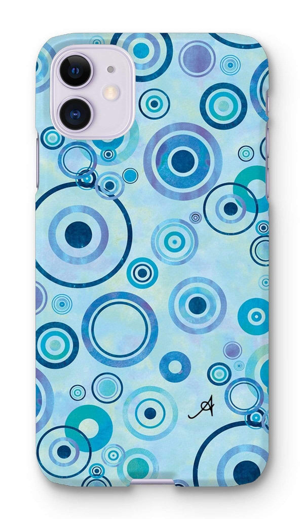 Phone & Tablet Cases iPhone 11 / Snap / Gloss Watercolour Circles Blue Amanya Design Phone Case Prodigi