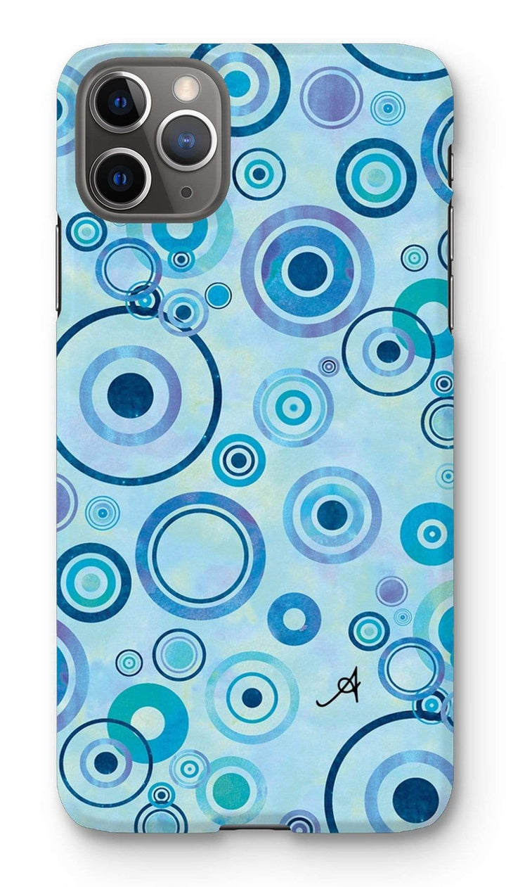 Phone & Tablet Cases iPhone 11 Pro Max / Snap / Gloss Watercolour Circles Blue Amanya Design Phone Case Prodigi