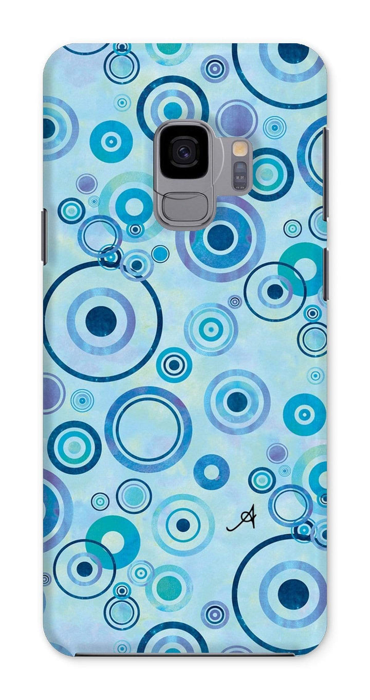 Phone & Tablet Cases Samsung Galaxy S9 / Snap / Gloss Watercolour Circles Blue Amanya Design Phone Case Prodigi