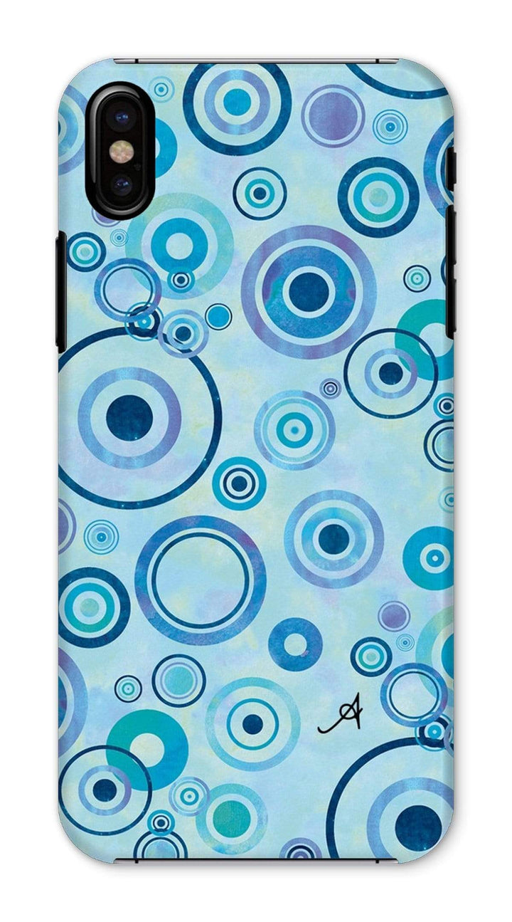 Phone & Tablet Cases iPhone X / Snap / Gloss Watercolour Circles Blue Amanya Design Phone Case Prodigi