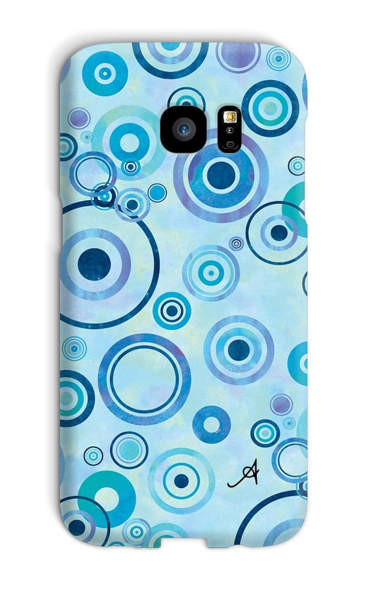 Phone & Tablet Cases Galaxy S7 Edge / Snap / Gloss Watercolour Circles Blue Amanya Design Phone Case Prodigi