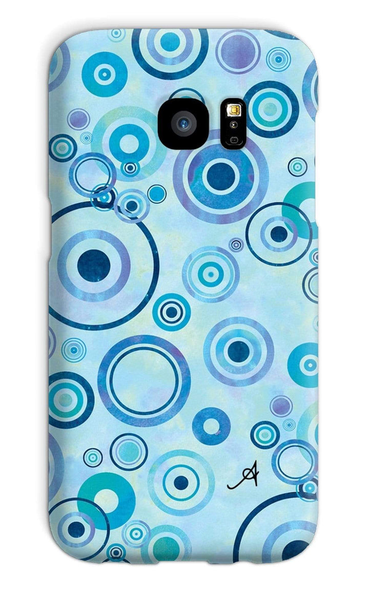 Phone & Tablet Cases Galaxy S7 / Snap / Gloss Watercolour Circles Blue Amanya Design Phone Case Prodigi
