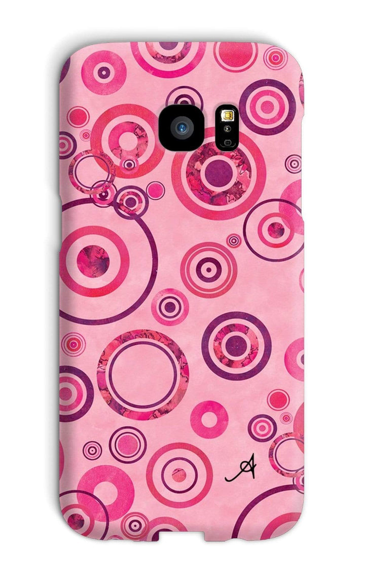 Phone & Tablet Cases Galaxy S7 Edge / Snap / Gloss Watercolour Circles Pink Amanya Design Phone Case Prodigi