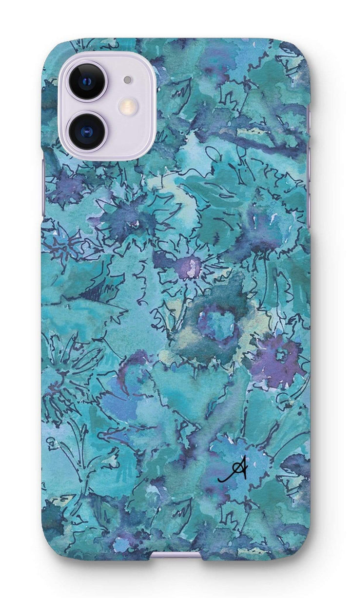 Phone & Tablet Cases iPhone 11 / Snap / Gloss Watercolour Daisies Blue Amanya Design Phone Case Prodigi