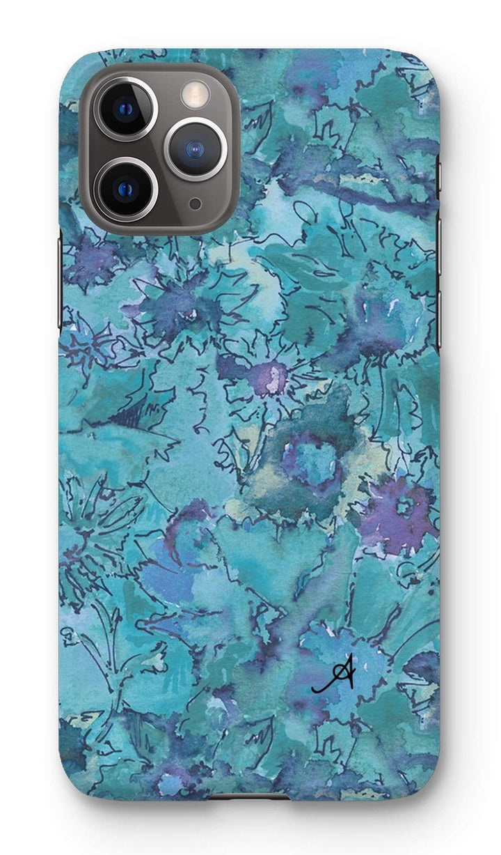 Phone & Tablet Cases iPhone 11 Pro / Snap / Gloss Watercolour Daisies Blue Amanya Design Phone Case Prodigi
