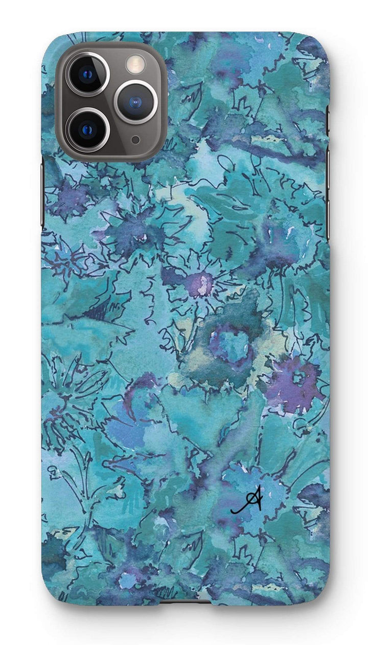 Phone & Tablet Cases iPhone 11 Pro Max / Snap / Gloss Watercolour Daisies Blue Amanya Design Phone Case Prodigi