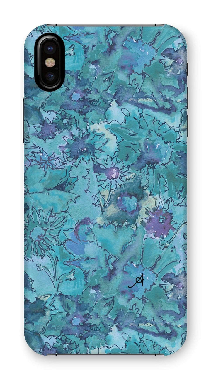 Phone & Tablet Cases iPhone XS / Snap / Gloss Watercolour Daisies Blue Amanya Design Phone Case Prodigi