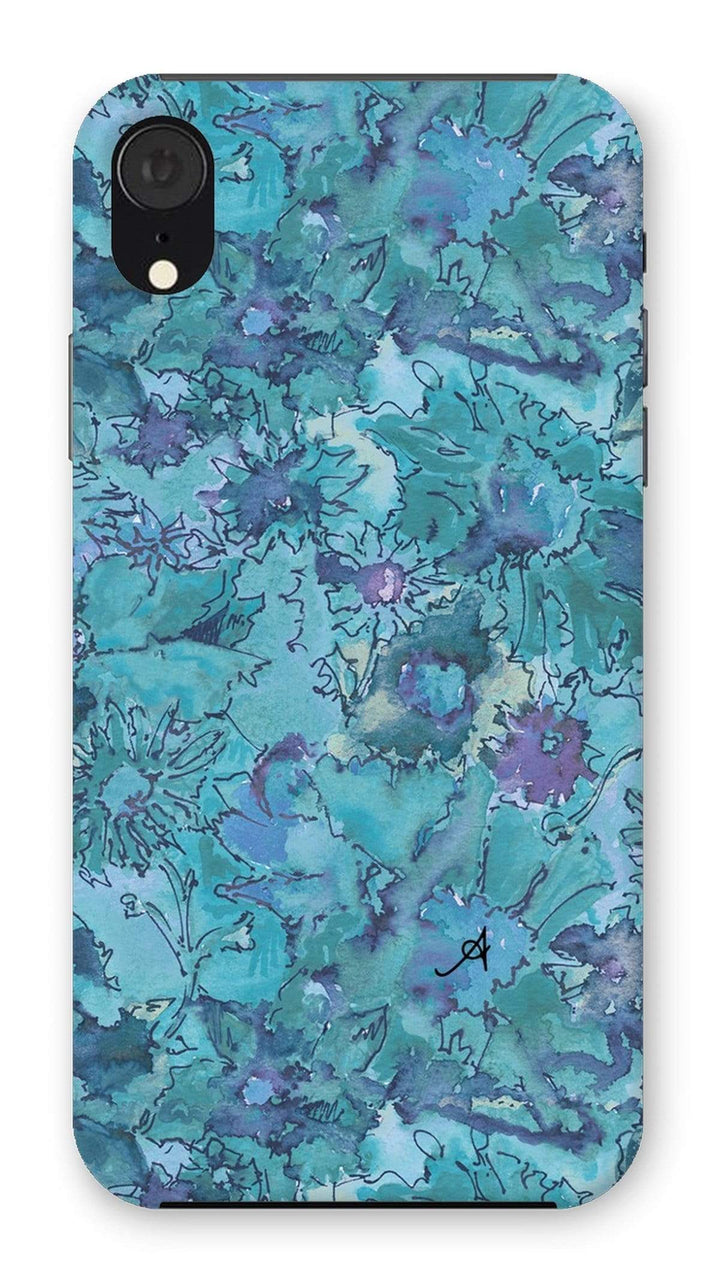 Phone & Tablet Cases iPhone XR / Snap / Gloss Watercolour Daisies Blue Amanya Design Phone Case Prodigi