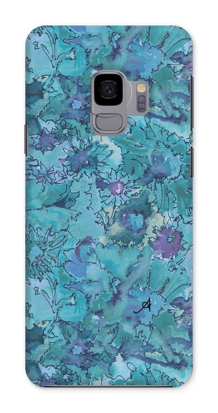 Phone & Tablet Cases Samsung Galaxy S9 / Snap / Gloss Watercolour Daisies Blue Amanya Design Phone Case Prodigi
