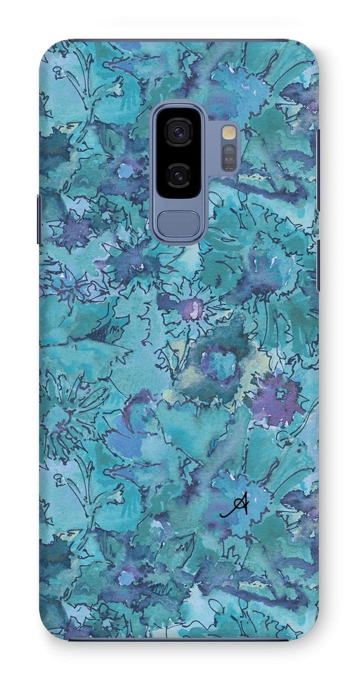 Phone & Tablet Cases Samsung Galaxy S9+ / Snap / Gloss Watercolour Daisies Blue Amanya Design Phone Case Prodigi