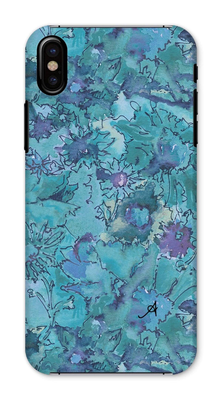 Phone & Tablet Cases iPhone X / Snap / Gloss Watercolour Daisies Blue Amanya Design Phone Case Prodigi