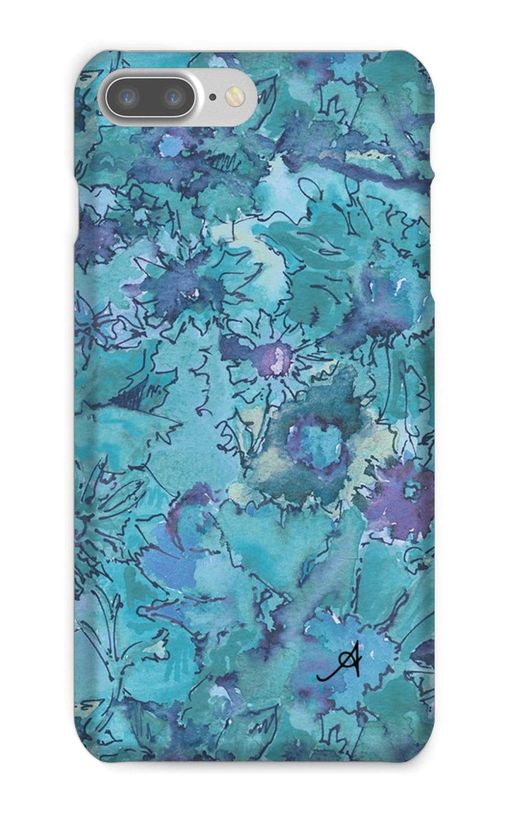 Phone & Tablet Cases iPhone 8 Plus / Snap / Gloss Watercolour Daisies Blue Amanya Design Phone Case Prodigi