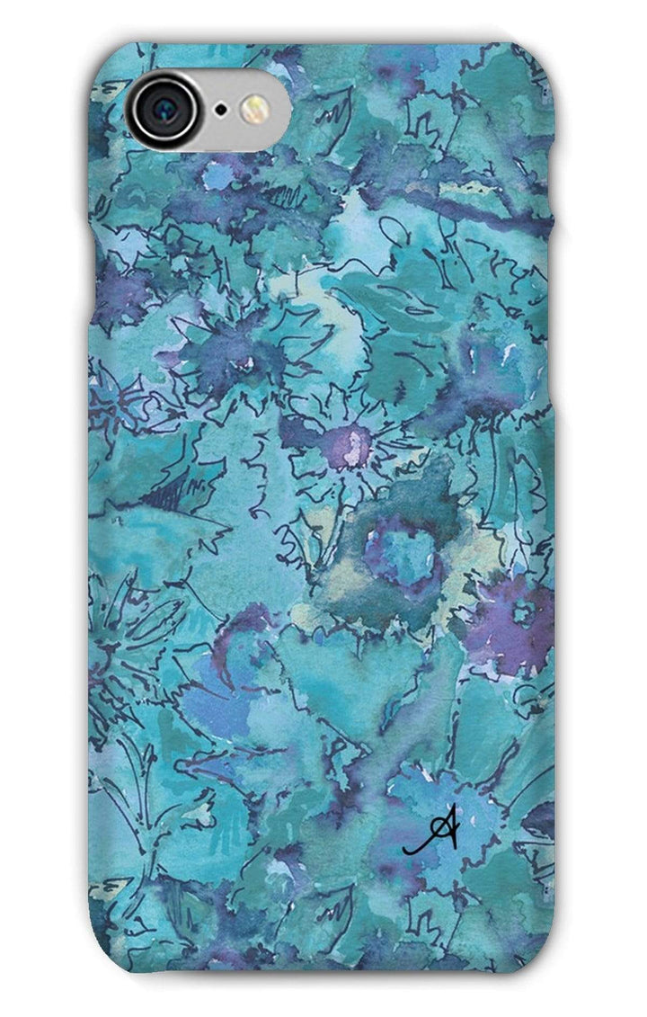Phone & Tablet Cases iPhone 8 / Snap / Gloss Watercolour Daisies Blue Amanya Design Phone Case Prodigi