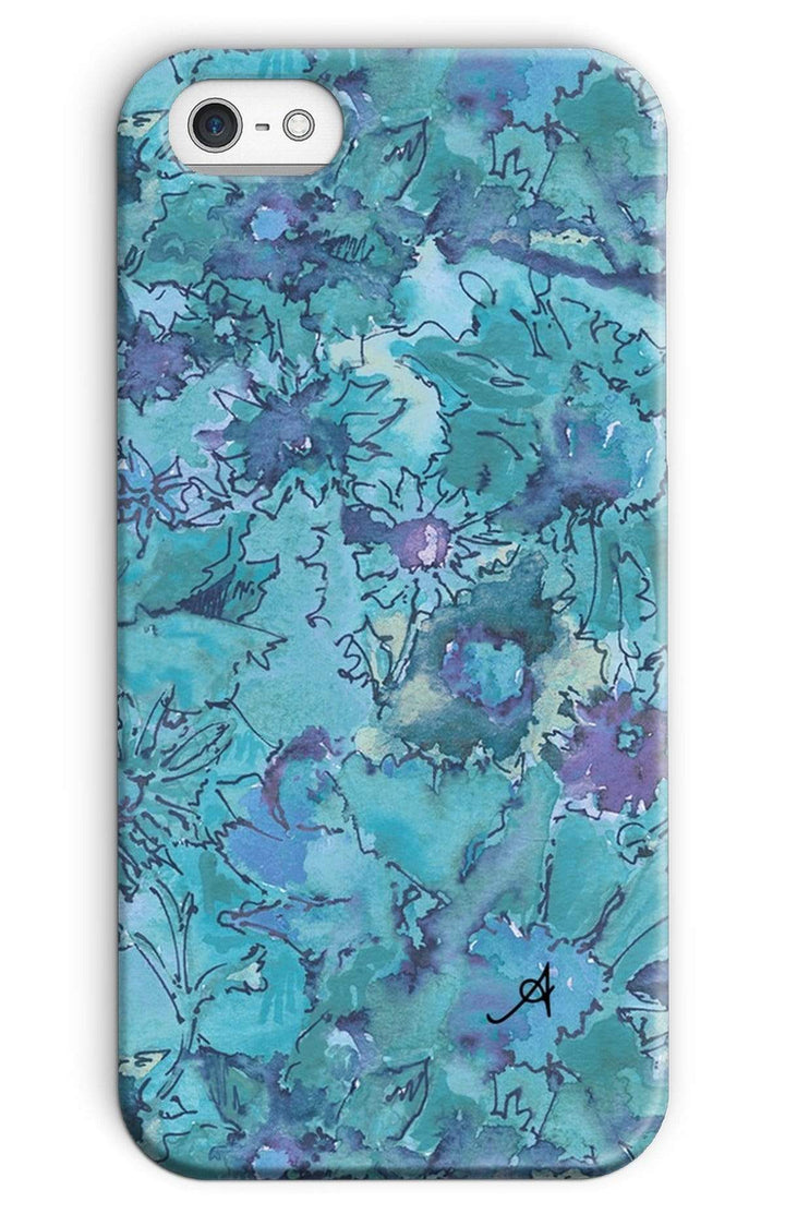 Phone & Tablet Cases iPhone SE / Snap / Gloss Watercolour Daisies Blue Amanya Design Phone Case Prodigi