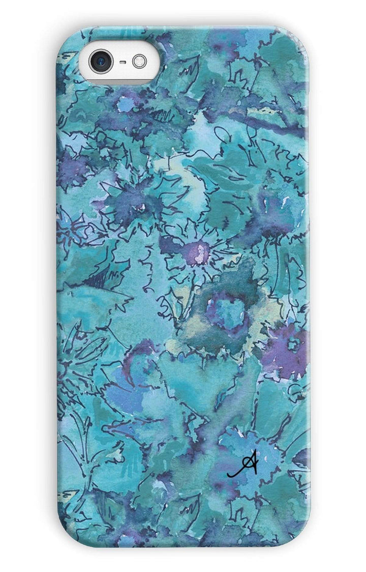 Phone & Tablet Cases iPhone 5c / Snap / Gloss Watercolour Daisies Blue Amanya Design Phone Case Prodigi