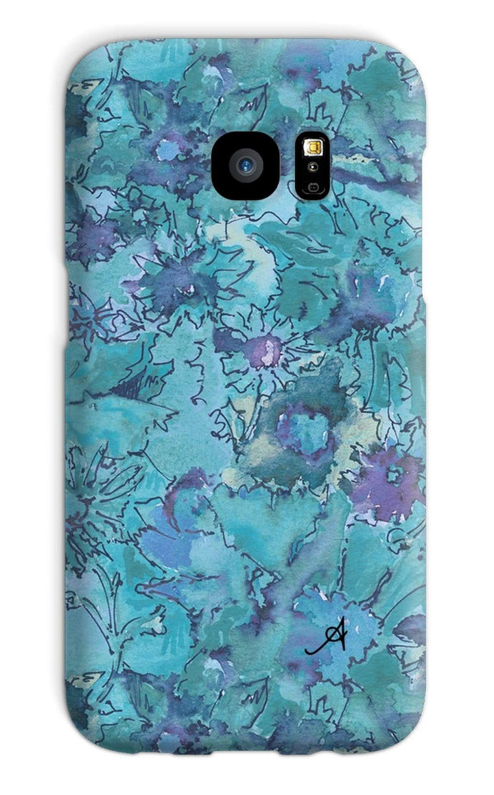 Phone & Tablet Cases Galaxy S7 / Snap / Gloss Watercolour Daisies Blue Amanya Design Phone Case Prodigi