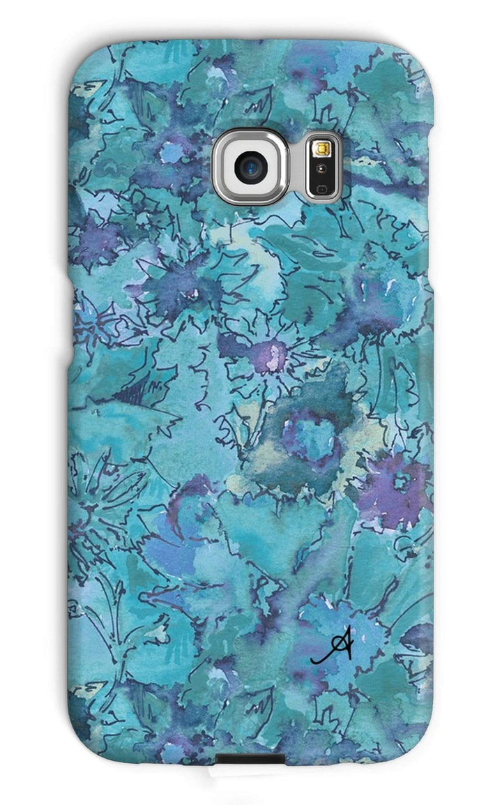 Phone & Tablet Cases Galaxy S6 Edge / Snap / Gloss Watercolour Daisies Blue Amanya Design Phone Case Prodigi