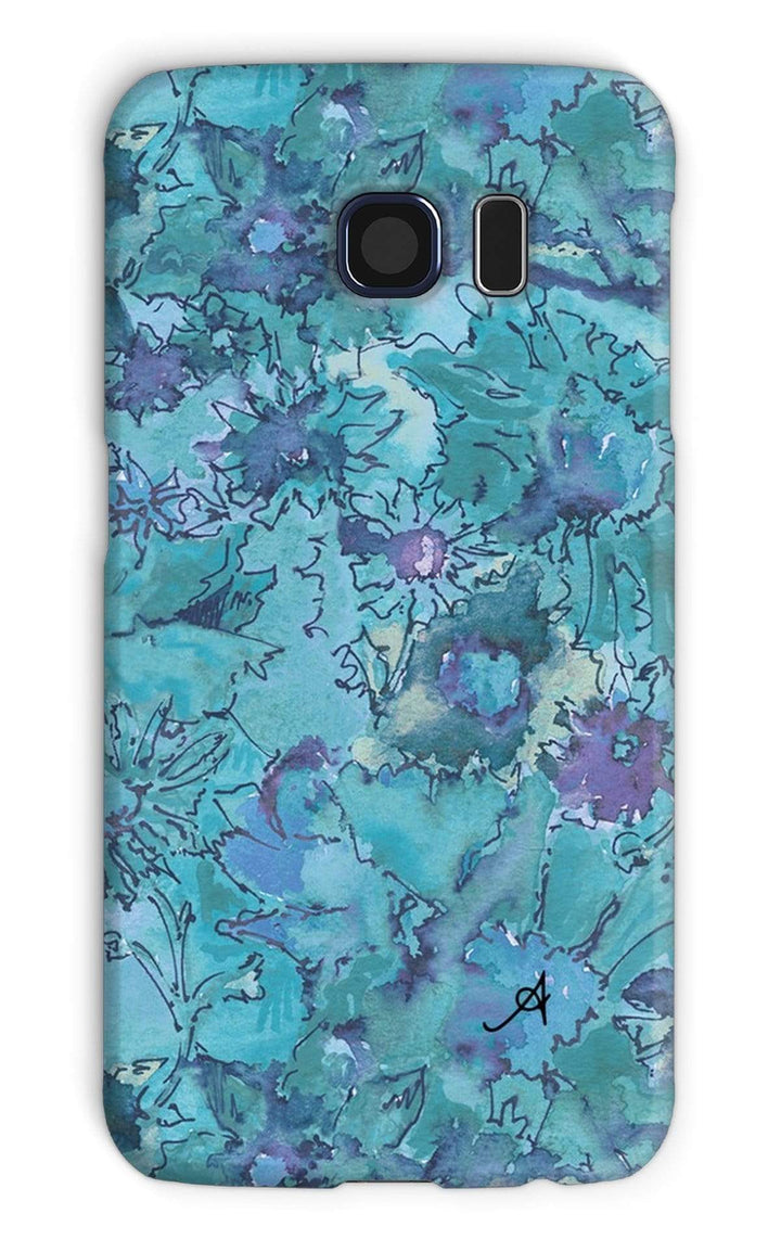 Phone & Tablet Cases Galaxy S6 / Snap / Gloss Watercolour Daisies Blue Amanya Design Phone Case Prodigi