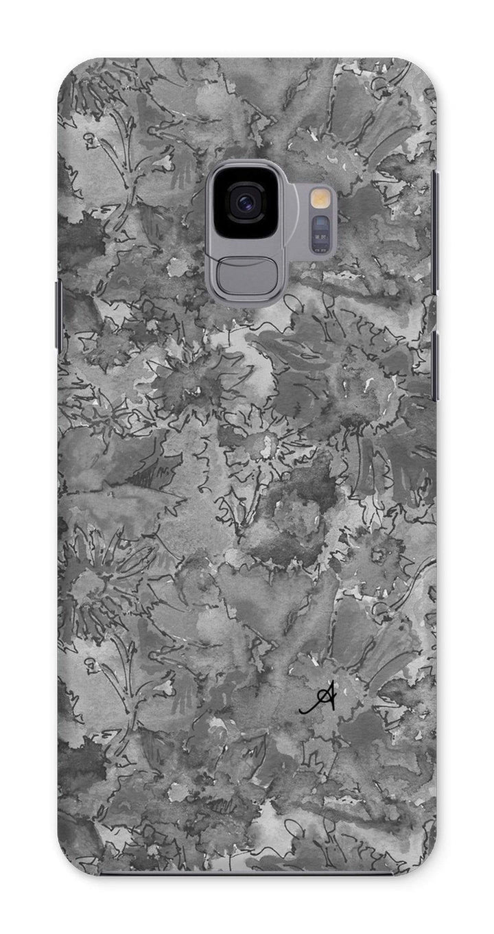 Phone & Tablet Cases Samsung Galaxy S9 / Snap / Gloss Watercolour Daisies Monochrome Amanya Design Phone Case Prodigi