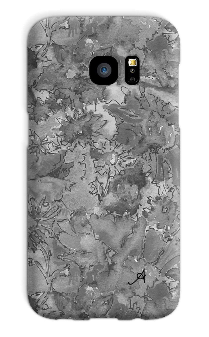 Phone & Tablet Cases Galaxy S7 / Snap / Gloss Watercolour Daisies Monochrome Amanya Design Phone Case Prodigi