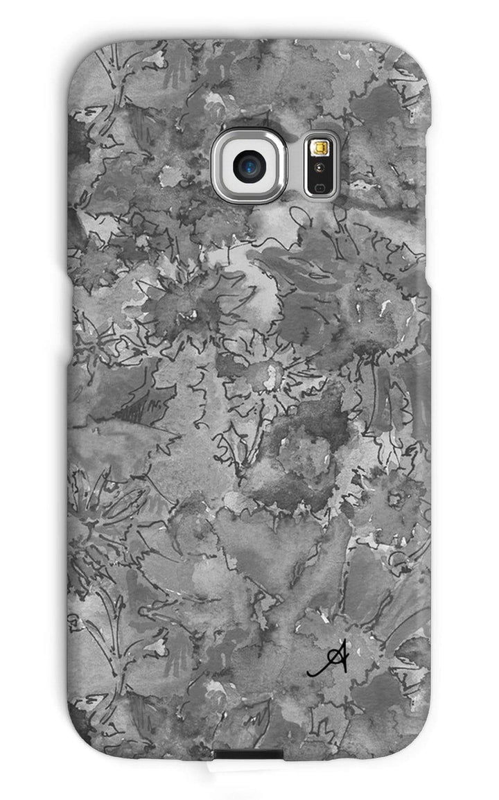 Phone & Tablet Cases Galaxy S6 Edge / Snap / Gloss Watercolour Daisies Monochrome Amanya Design Phone Case Prodigi