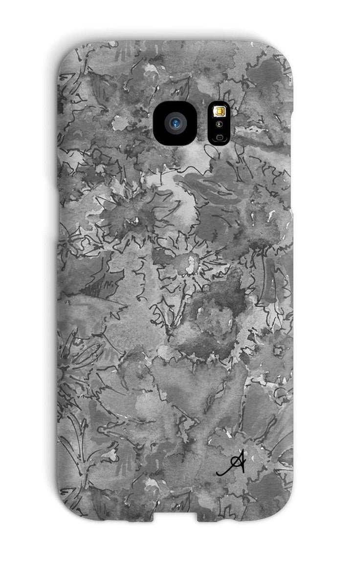 Phone & Tablet Cases Galaxy S7 Edge / Snap / Gloss Watercolour Daisies Monochrome Amanya Design Phone Case Prodigi