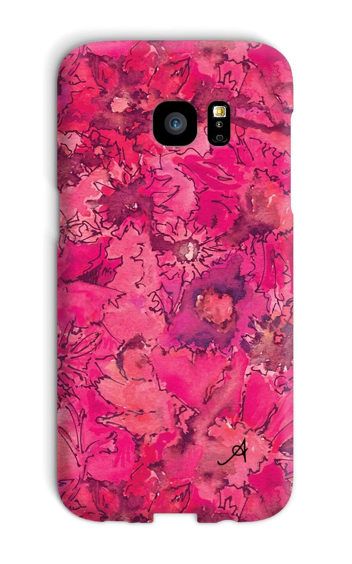 Phone & Tablet Cases Galaxy S7 Edge / Snap / Gloss Watercolour Daisies Pink Amanya Design Phone Case Prodigi