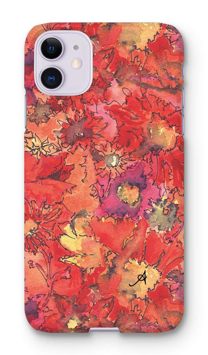 Phone & Tablet Cases iPhone 11 / Snap / Gloss Watercolour Daisies Red Amanya Design Phone Case Prodigi
