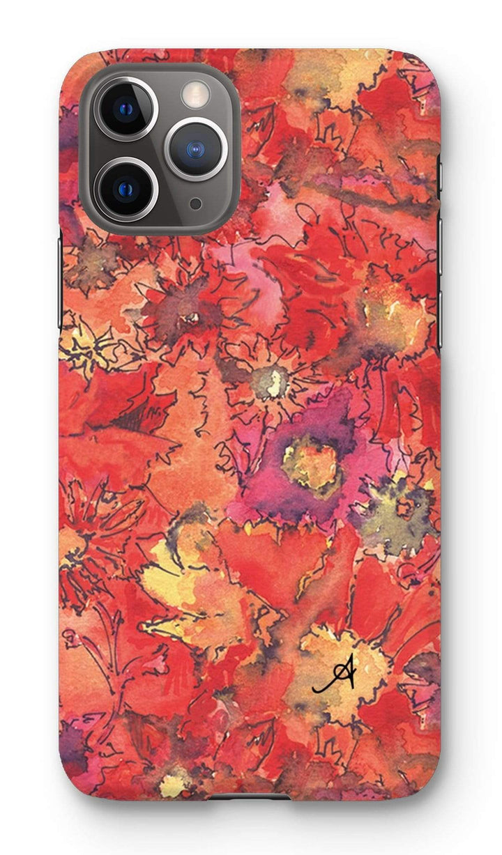 Phone & Tablet Cases iPhone 11 Pro / Snap / Gloss Watercolour Daisies Red Amanya Design Phone Case Prodigi