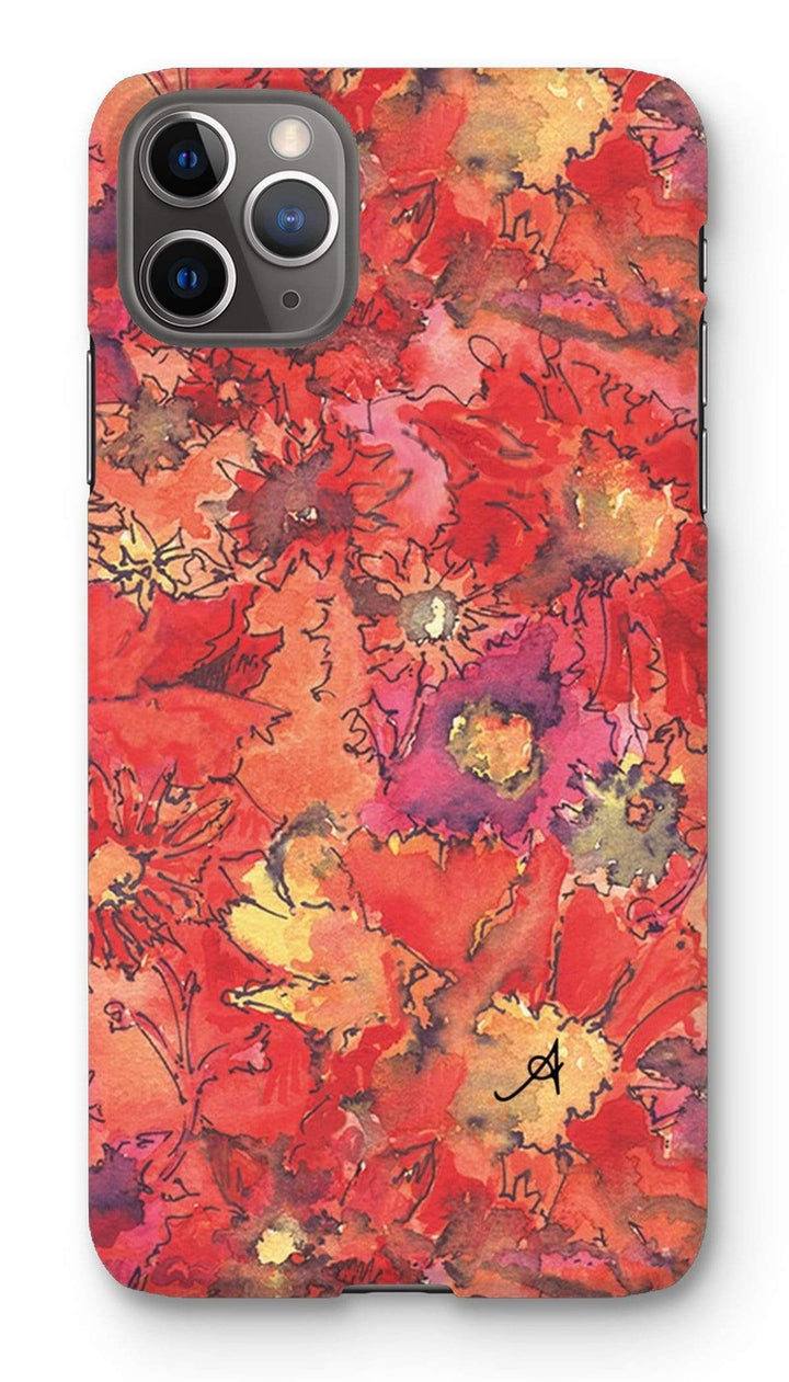 Phone & Tablet Cases iPhone 11 Pro Max / Snap / Gloss Watercolour Daisies Red Amanya Design Phone Case Prodigi