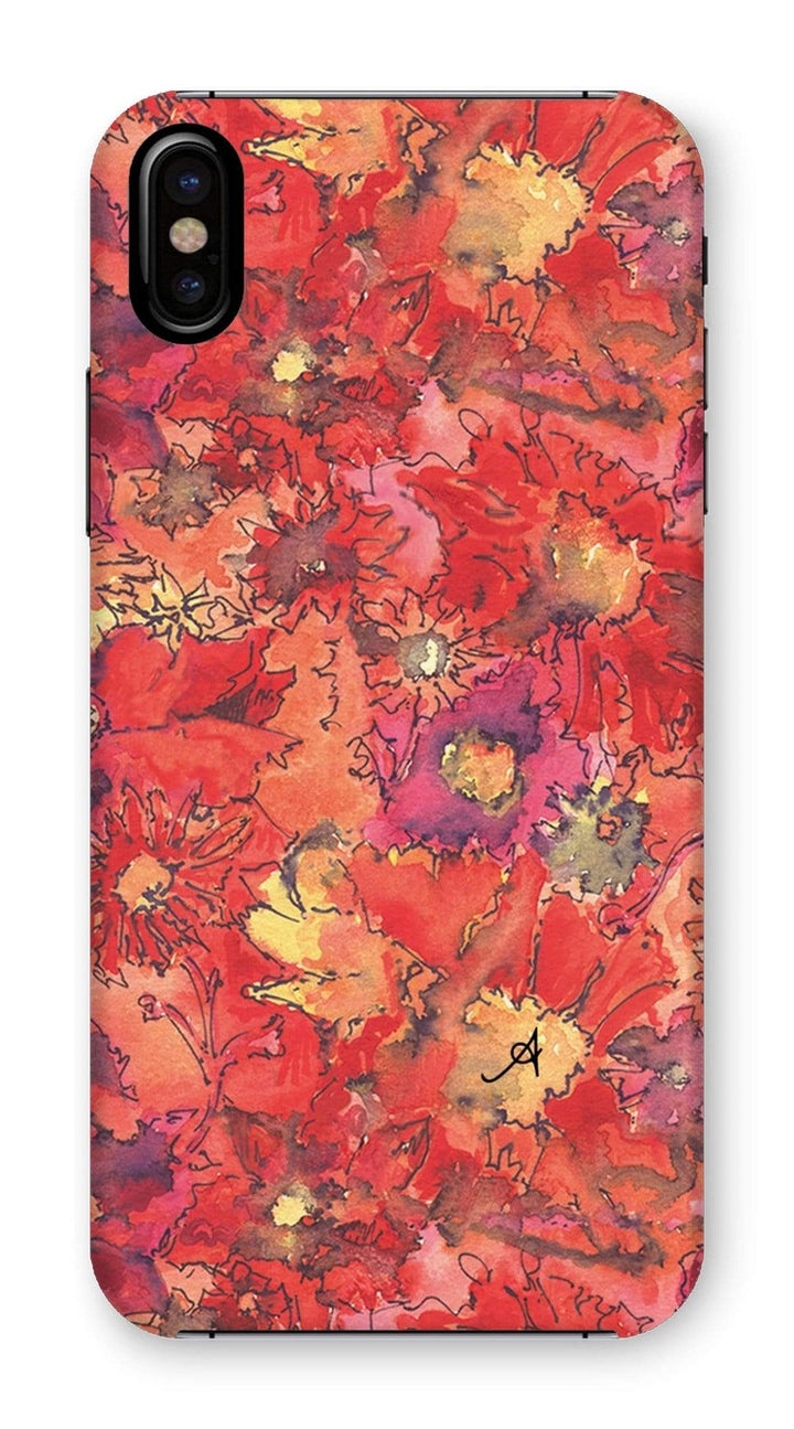Phone & Tablet Cases iPhone XS / Snap / Gloss Watercolour Daisies Red Amanya Design Phone Case Prodigi