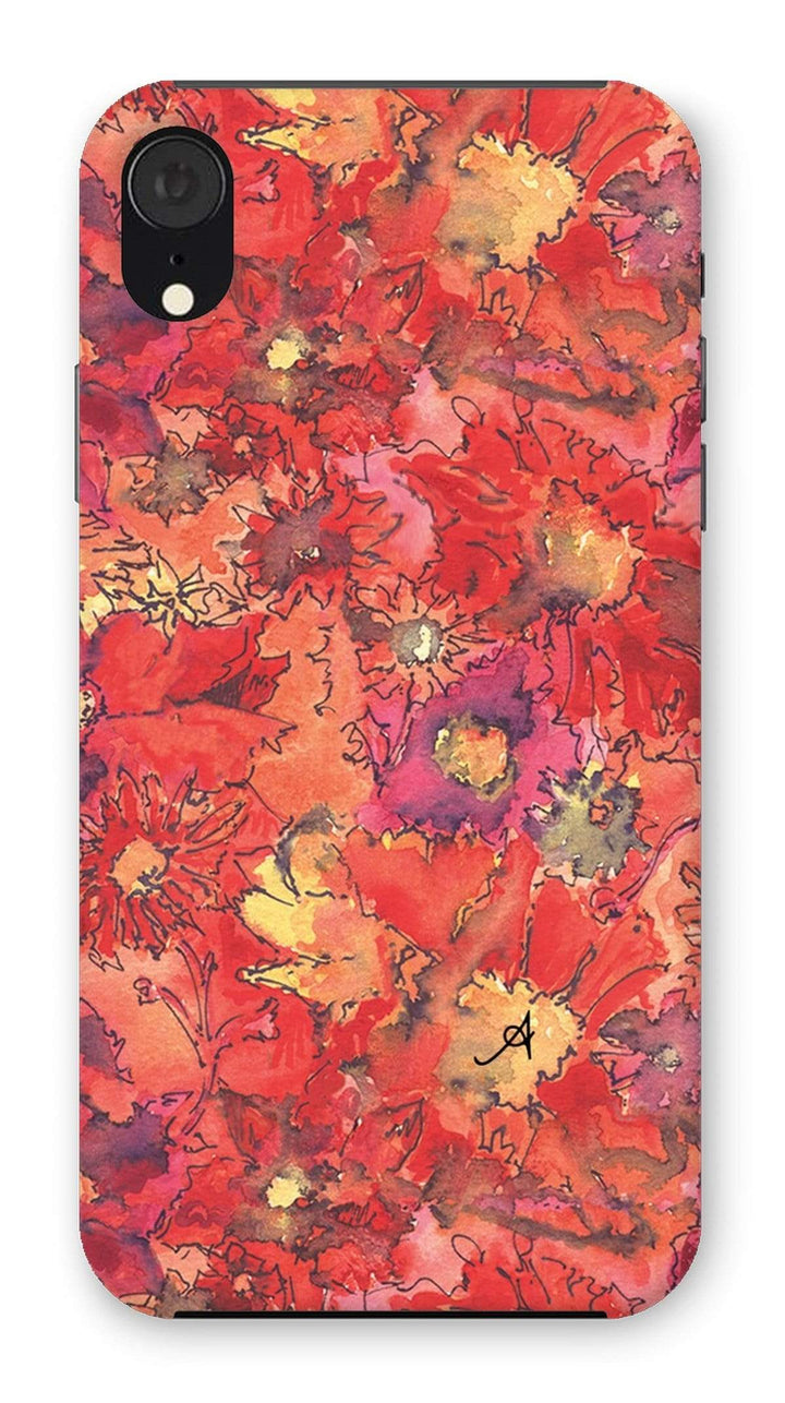 Phone & Tablet Cases iPhone XR / Snap / Gloss Watercolour Daisies Red Amanya Design Phone Case Prodigi