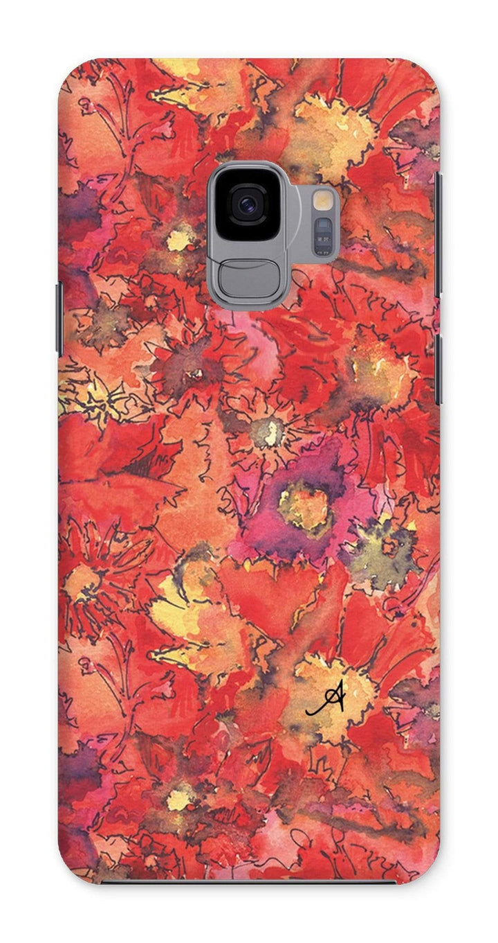 Phone & Tablet Cases Samsung Galaxy S9 / Snap / Gloss Watercolour Daisies Red Amanya Design Phone Case Prodigi