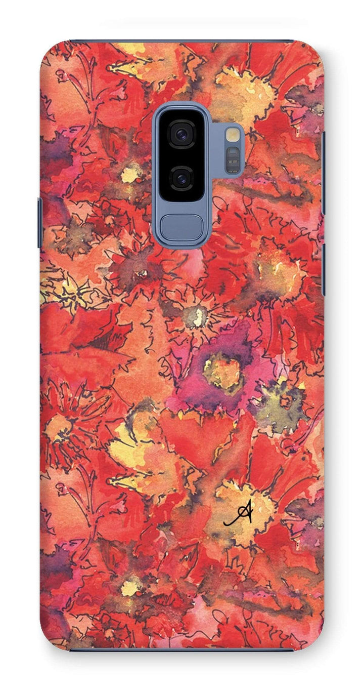 Phone & Tablet Cases Samsung Galaxy S9+ / Snap / Gloss Watercolour Daisies Red Amanya Design Phone Case Prodigi