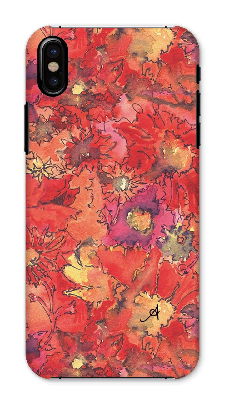Phone & Tablet Cases iPhone X / Snap / Gloss Watercolour Daisies Red Amanya Design Phone Case Prodigi