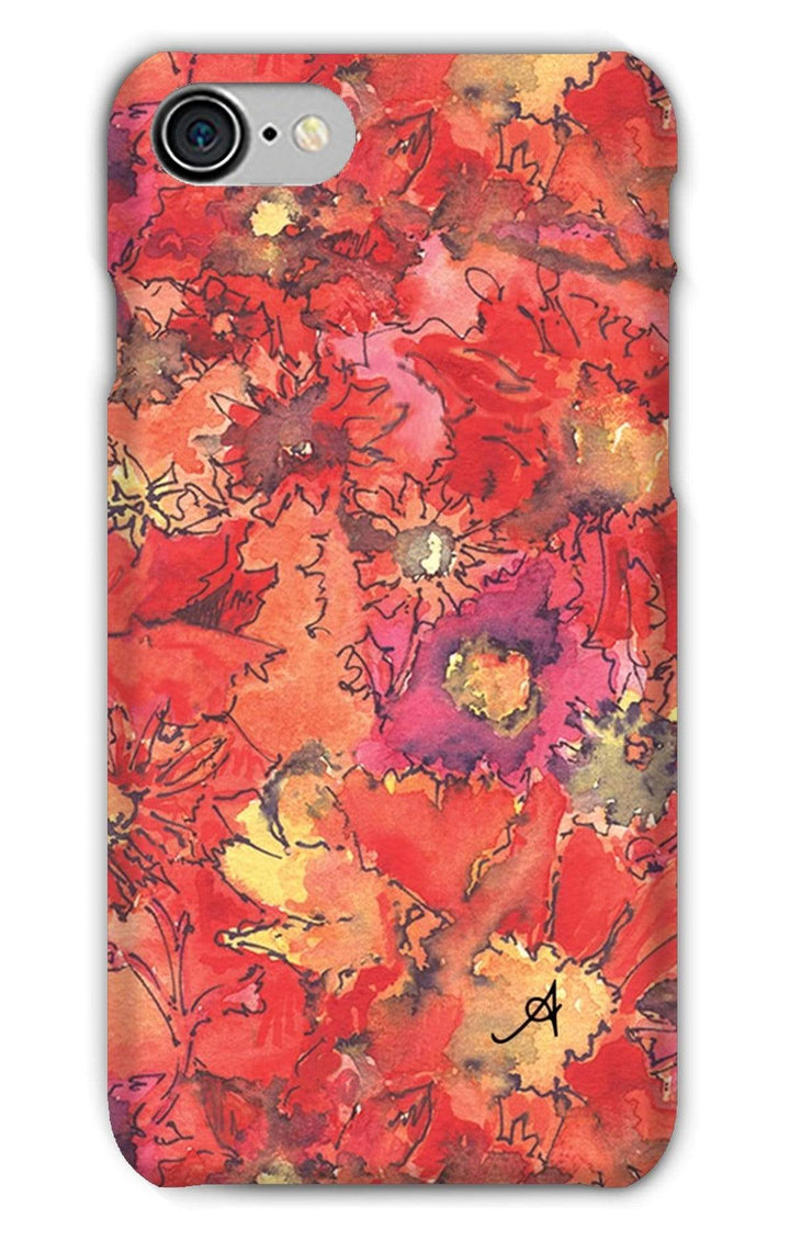 Phone & Tablet Cases iPhone 8 / Snap / Gloss Watercolour Daisies Red Amanya Design Phone Case Prodigi