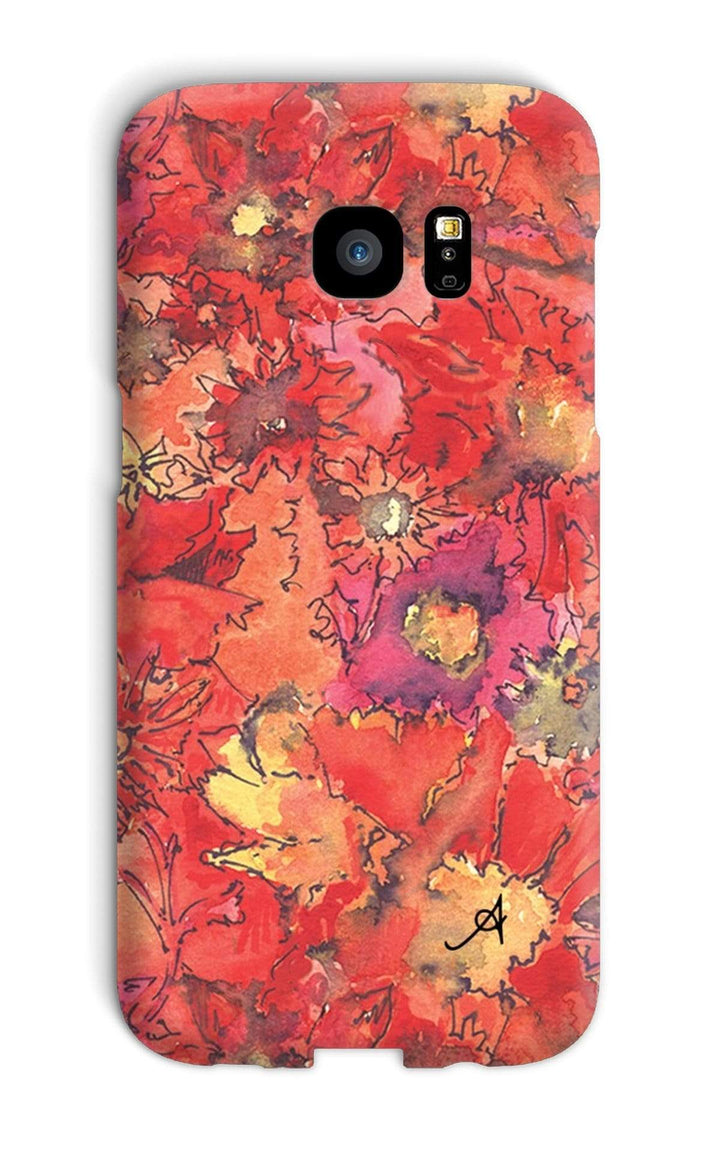Phone & Tablet Cases Galaxy S7 Edge / Snap / Gloss Watercolour Daisies Red Amanya Design Phone Case Prodigi